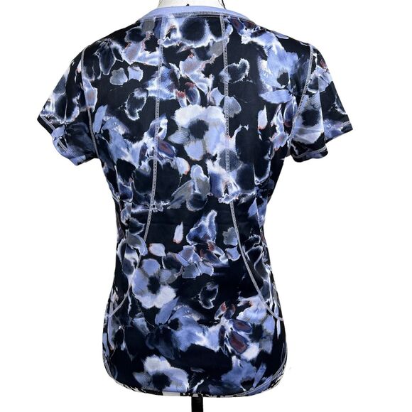 St. John's Bay Blue Purple Floral Short Sleeves Size PS Women's Athletic Top gym - Picture 2 of 15